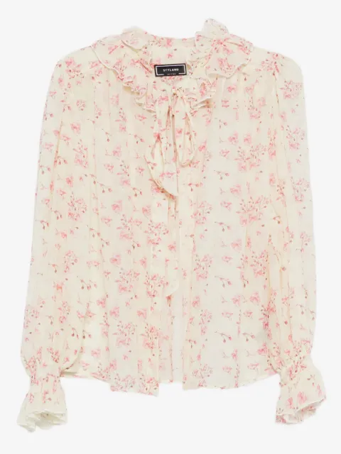 STYLAND ruffled floral-print blouse