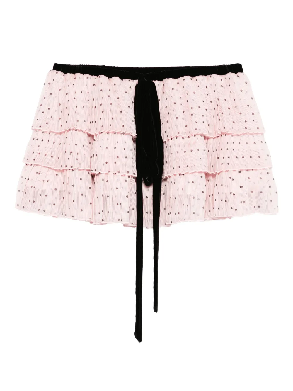 polka-dot ruffled mini skirt