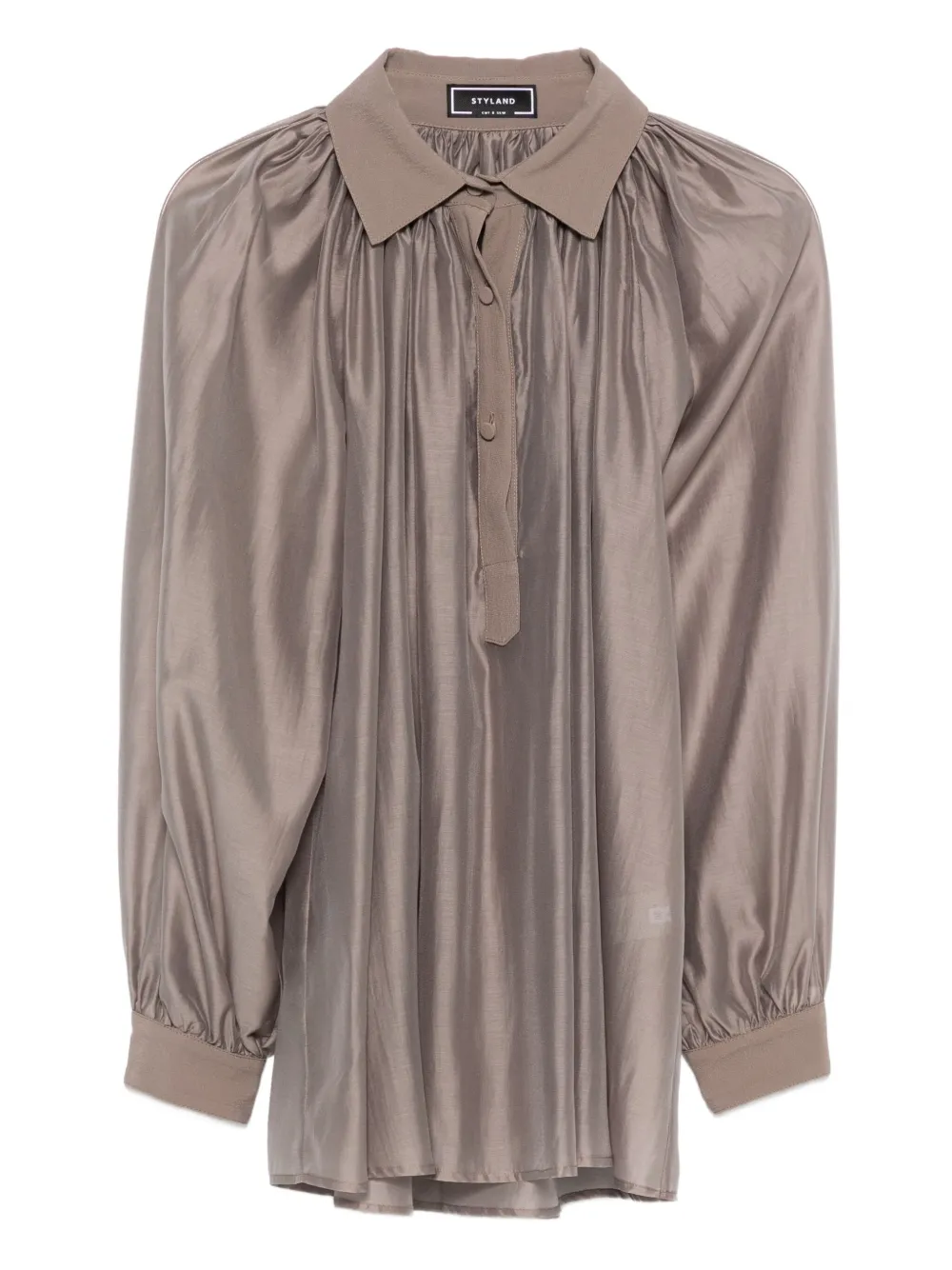 gathered-sleeve blouse