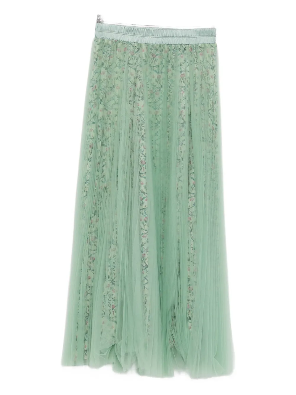pleated floral-print midi skirt
