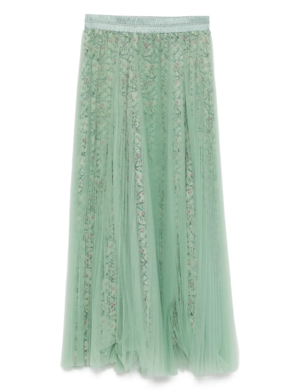 pleated floral-print midi skirt