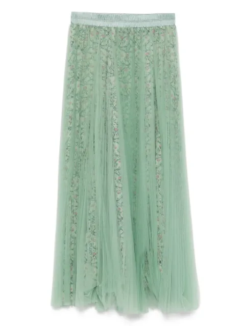 STYLAND pleated floral-print midi skirt