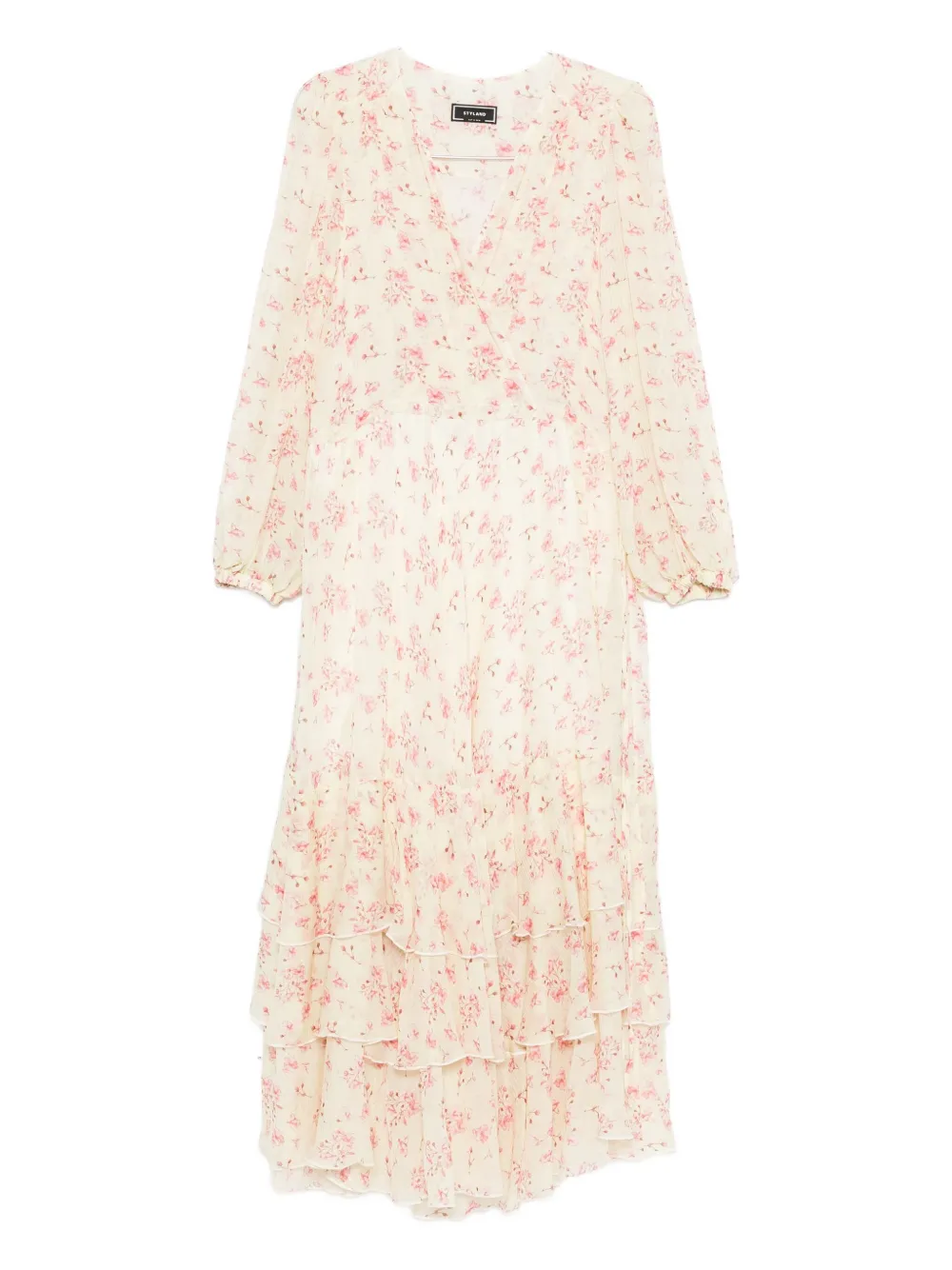 Styland Floral-print Ruffled Dress In Yellow
