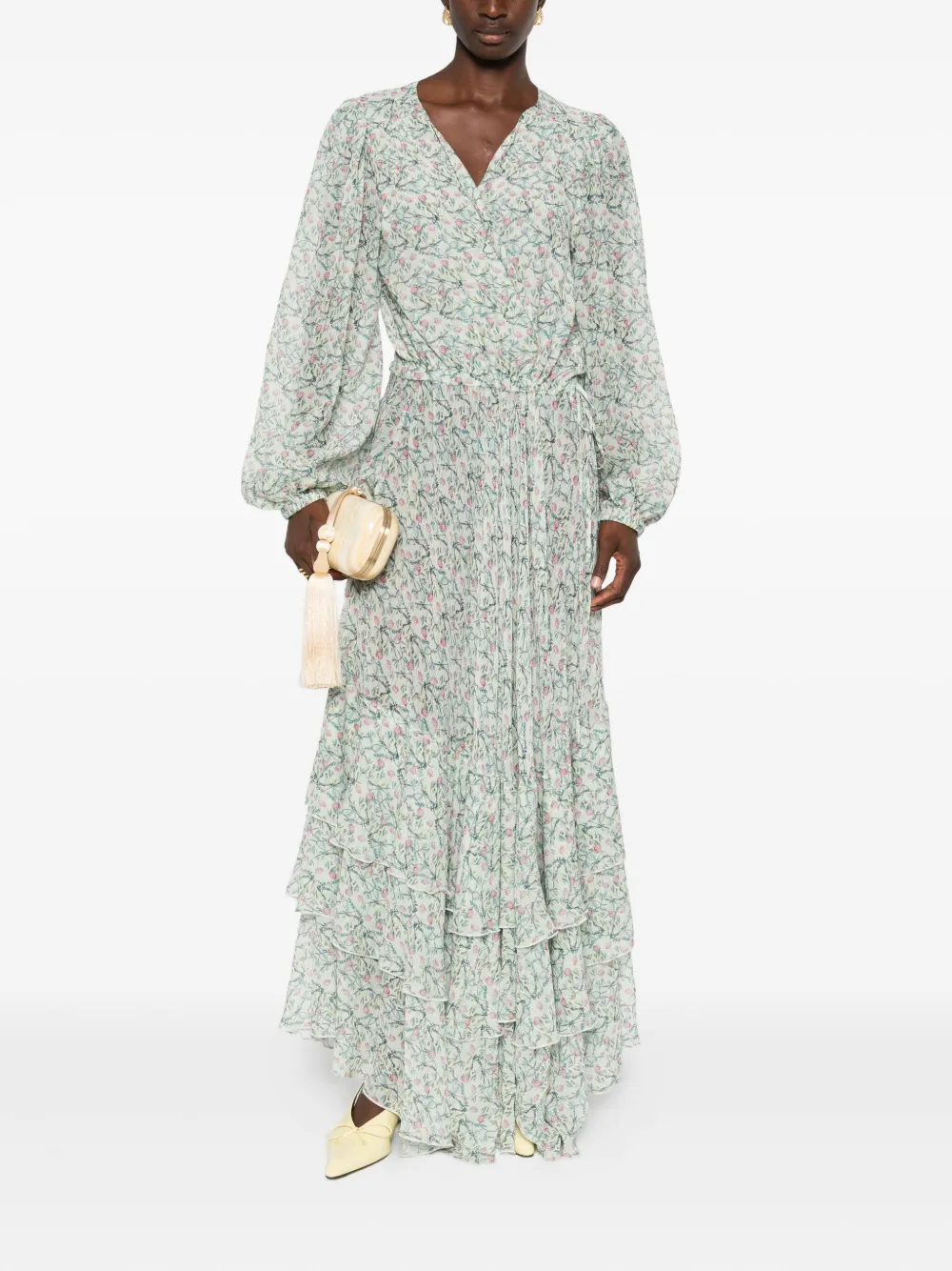 STYLAND floral-print pleated dress - Groen