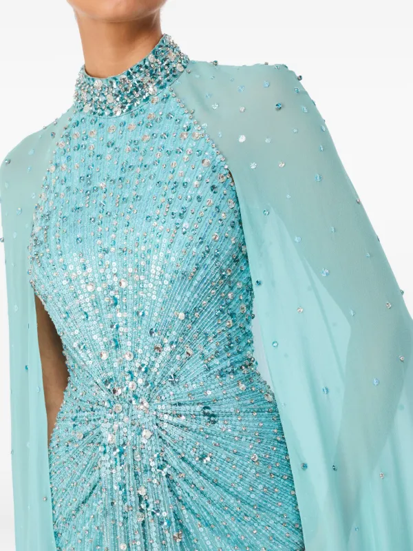jenny packham light blue dress Jenny Packham Women's Lauretta Embellished Maxi Dress - Blue - Size 18 UK/14 US