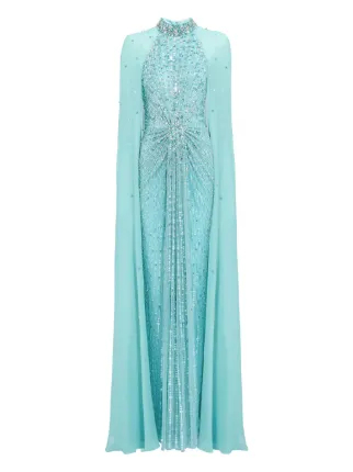 jenny packham light blue dress Thea Embellished Cape Maxi | bringing a sense of UNDER $170 Donna Karan New York Size:3-4Y