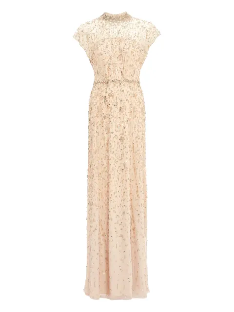 Jenny Packham crystal-embellished high-neck maxi dress