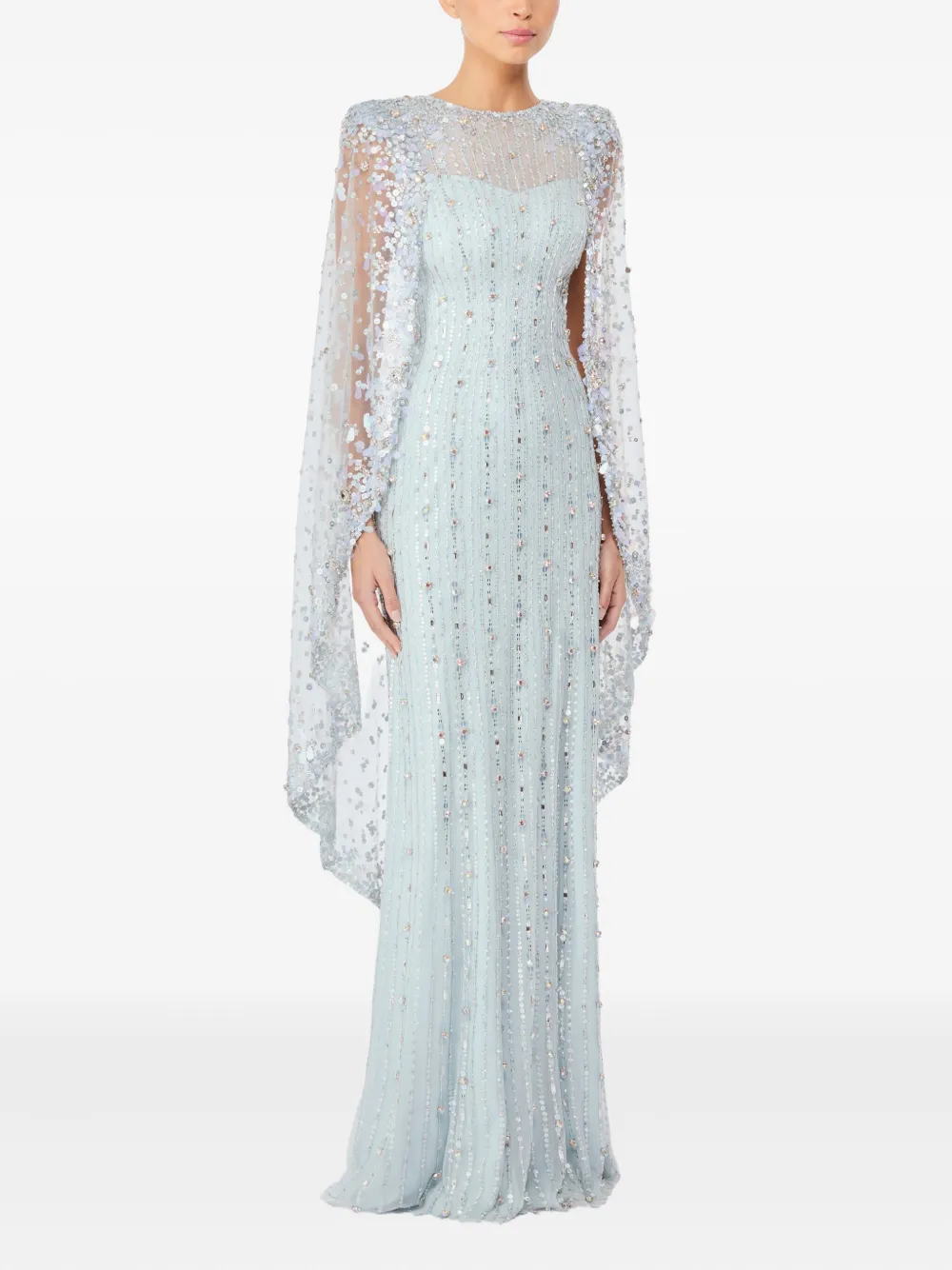 Jenny Packham Blaize maxi-jurk met cape en verfraaid met pailletten - Blauw