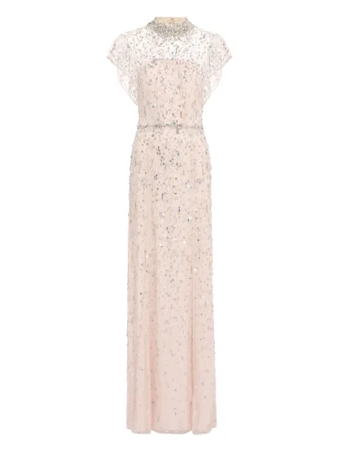 Jenny Packham crystal-embellished high-neck maxi dress