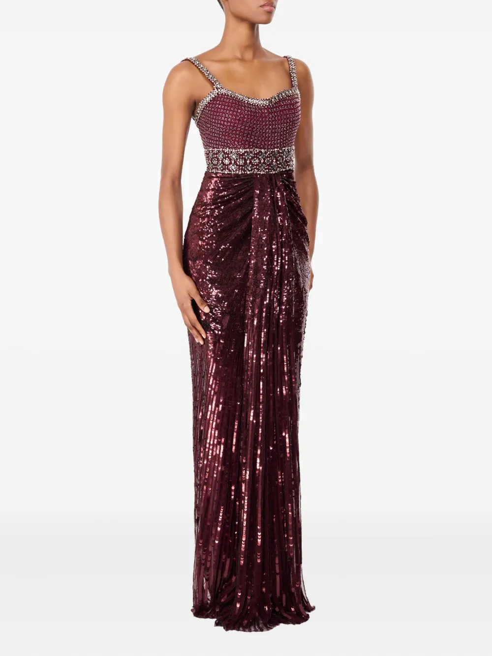 Jenny Packham Only You embellished draped maxi dress - Roze