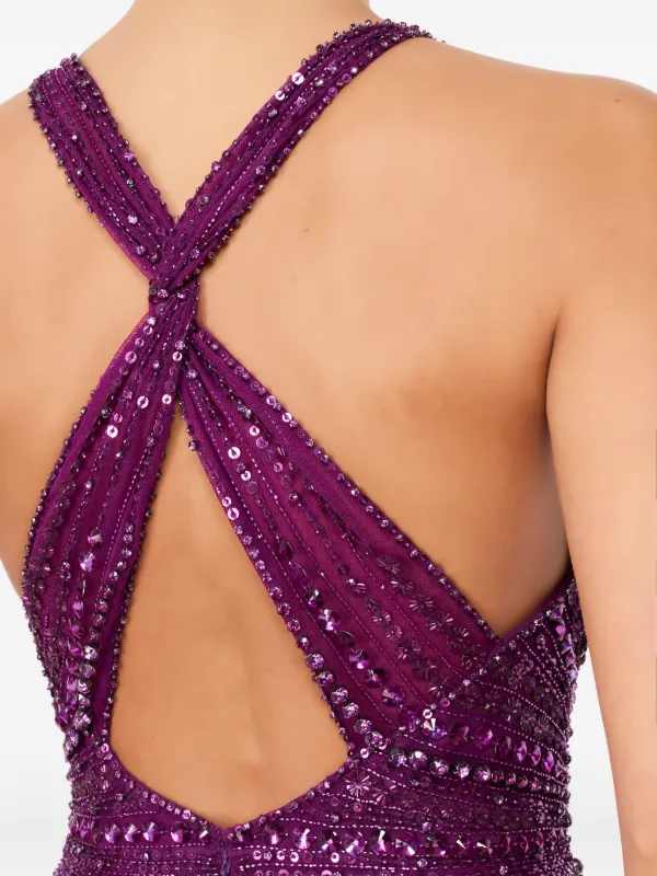 Jenny Packham Lana スパンコールトリム Vネックマキシドレス Jenny