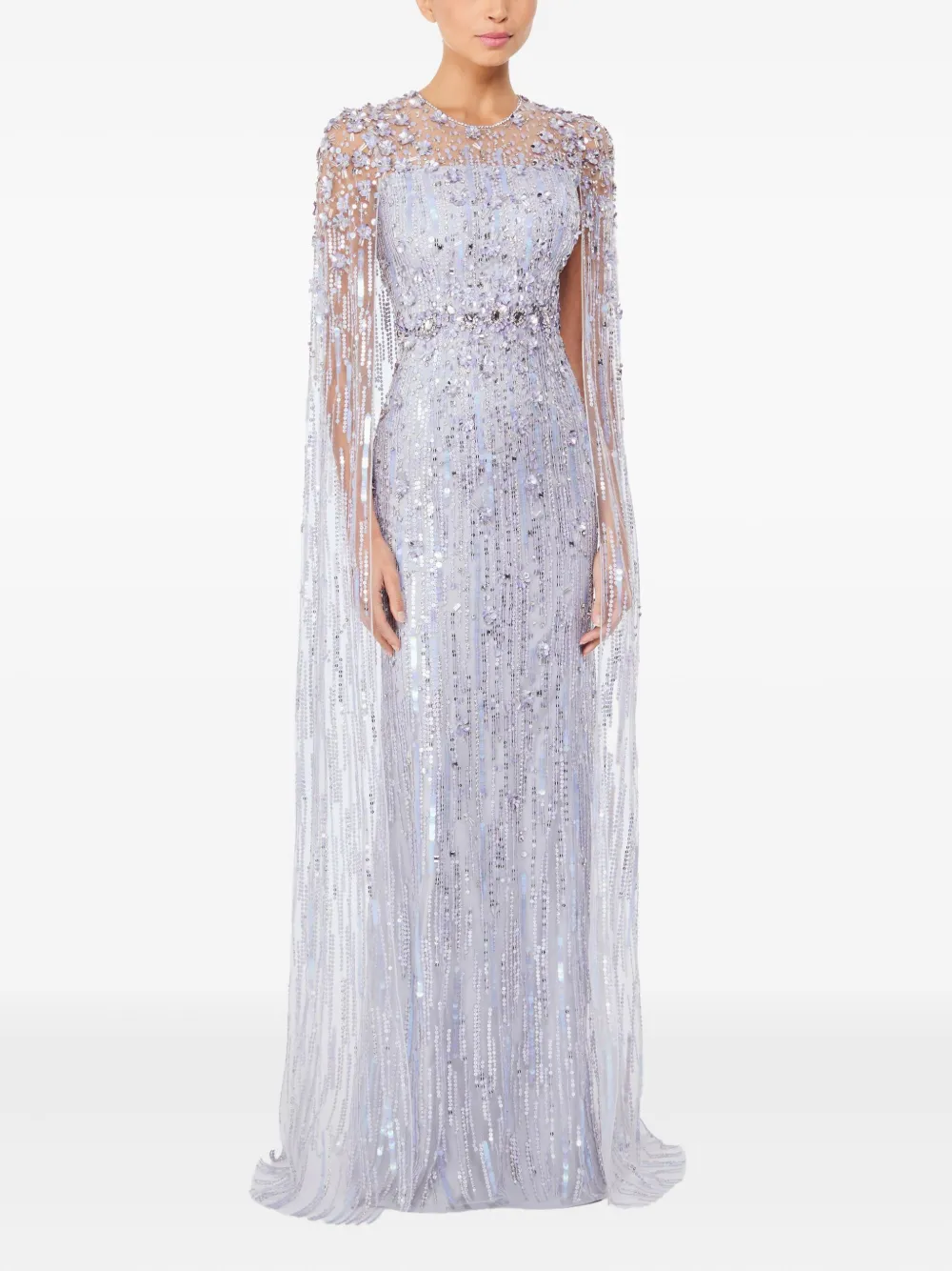 Jenny Packham Ruby embellished cape maxi dress - Beige