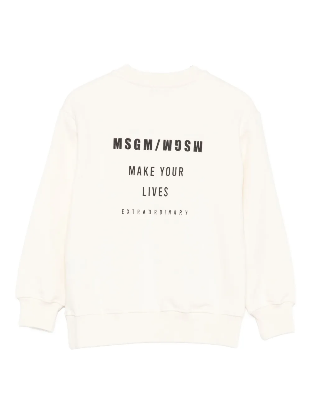 MSGM Kids Katoenen sweater met logoprint Beige