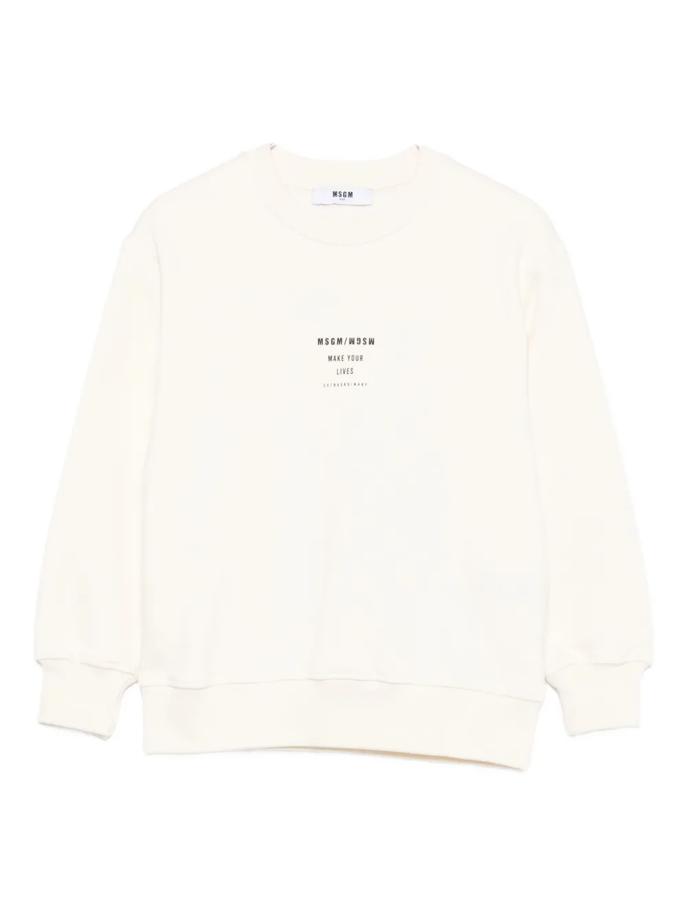 Msgm Logo-print Cotton Sweatshirt In Neutral