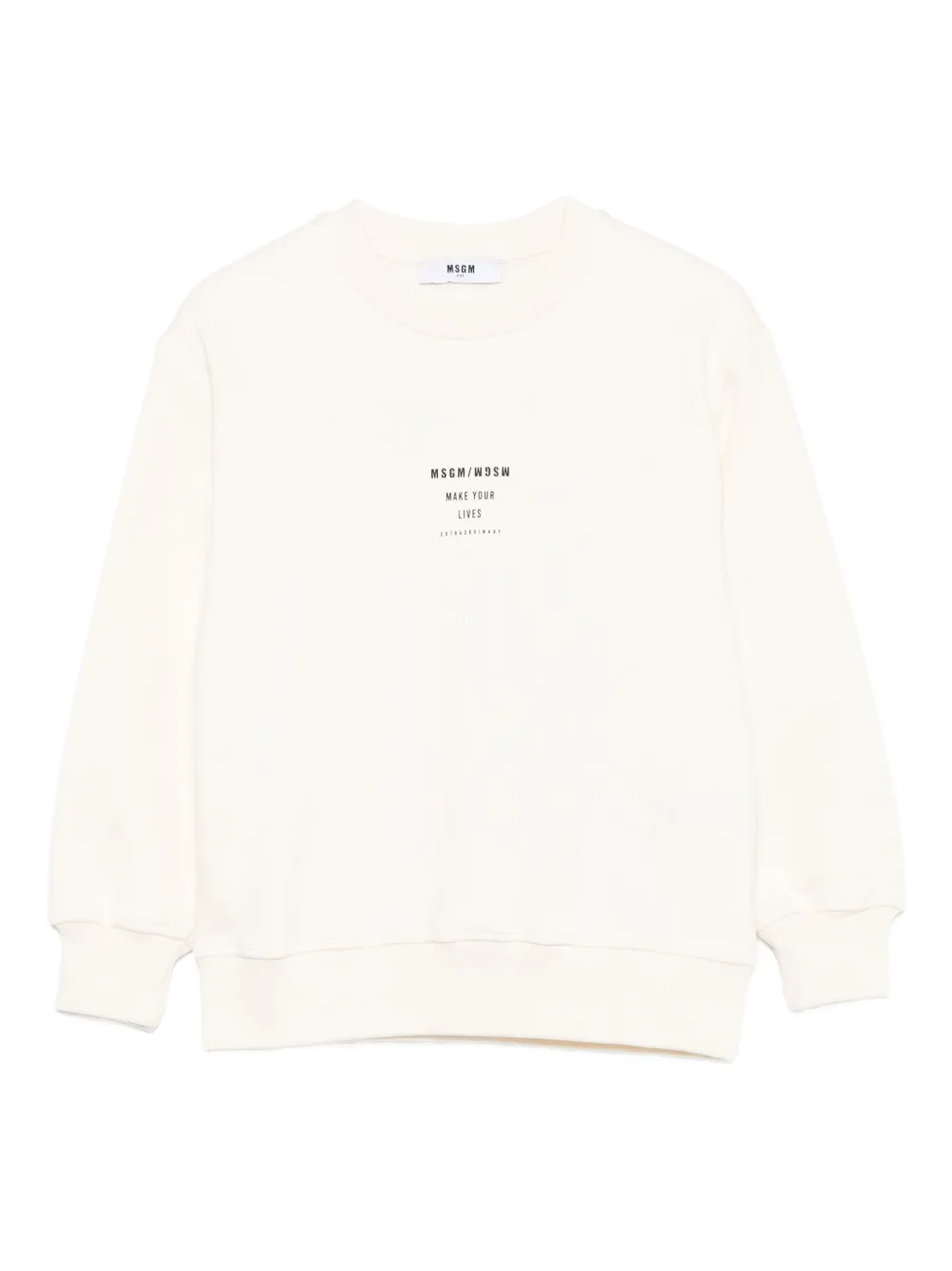 MSGM Kids Katoenen sweater met logoprint Beige