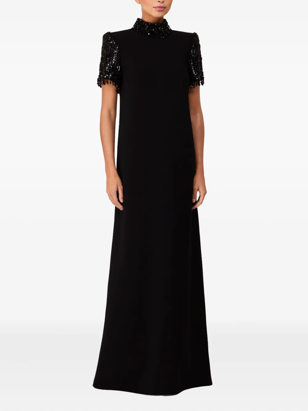 Jenny Packham sequin-embellished high-neck maxi dress - Zwart