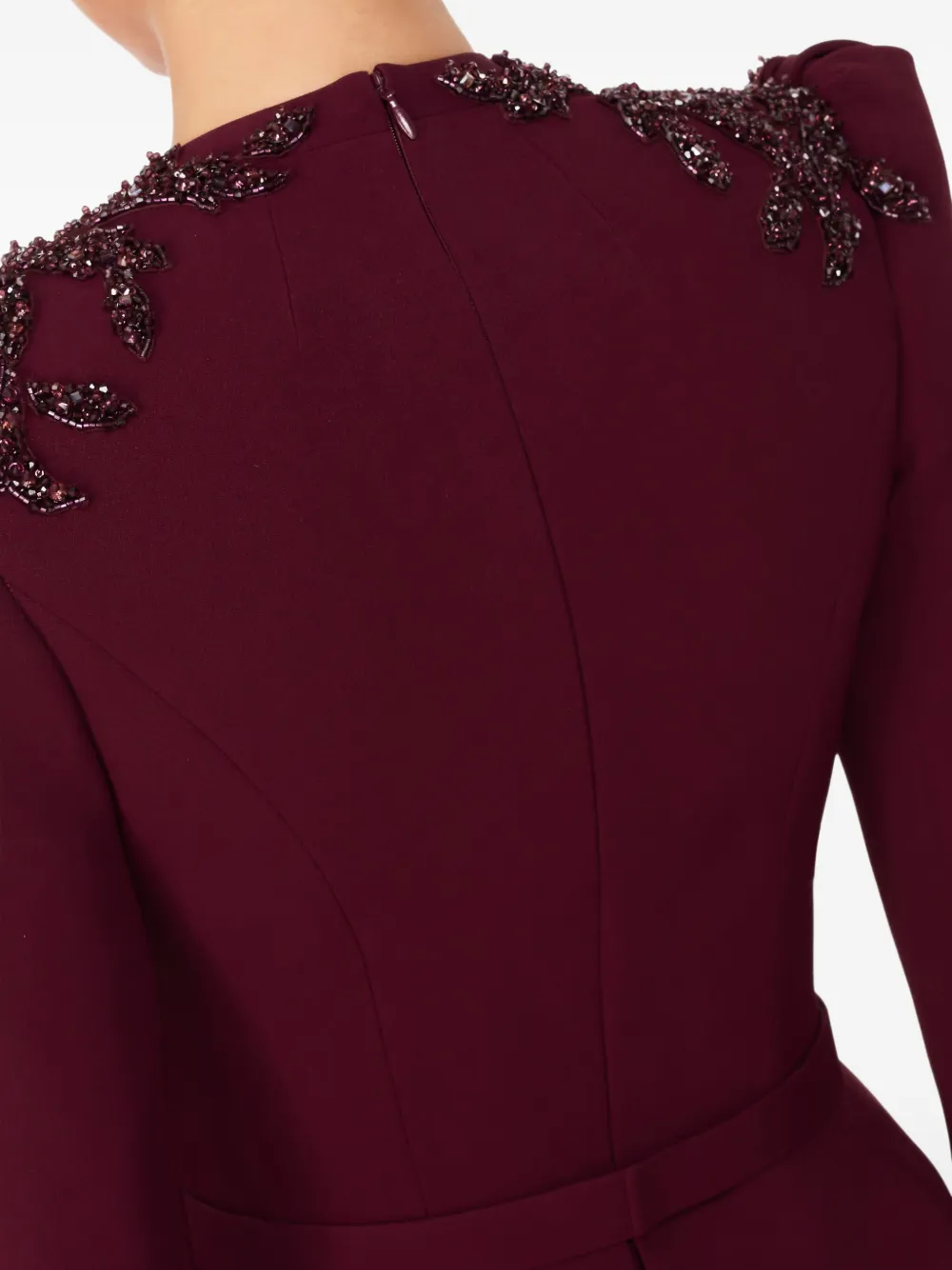 Jenny Packham Night Flowering Sequin-embellished V-neck Maxi Dress In Burgundy