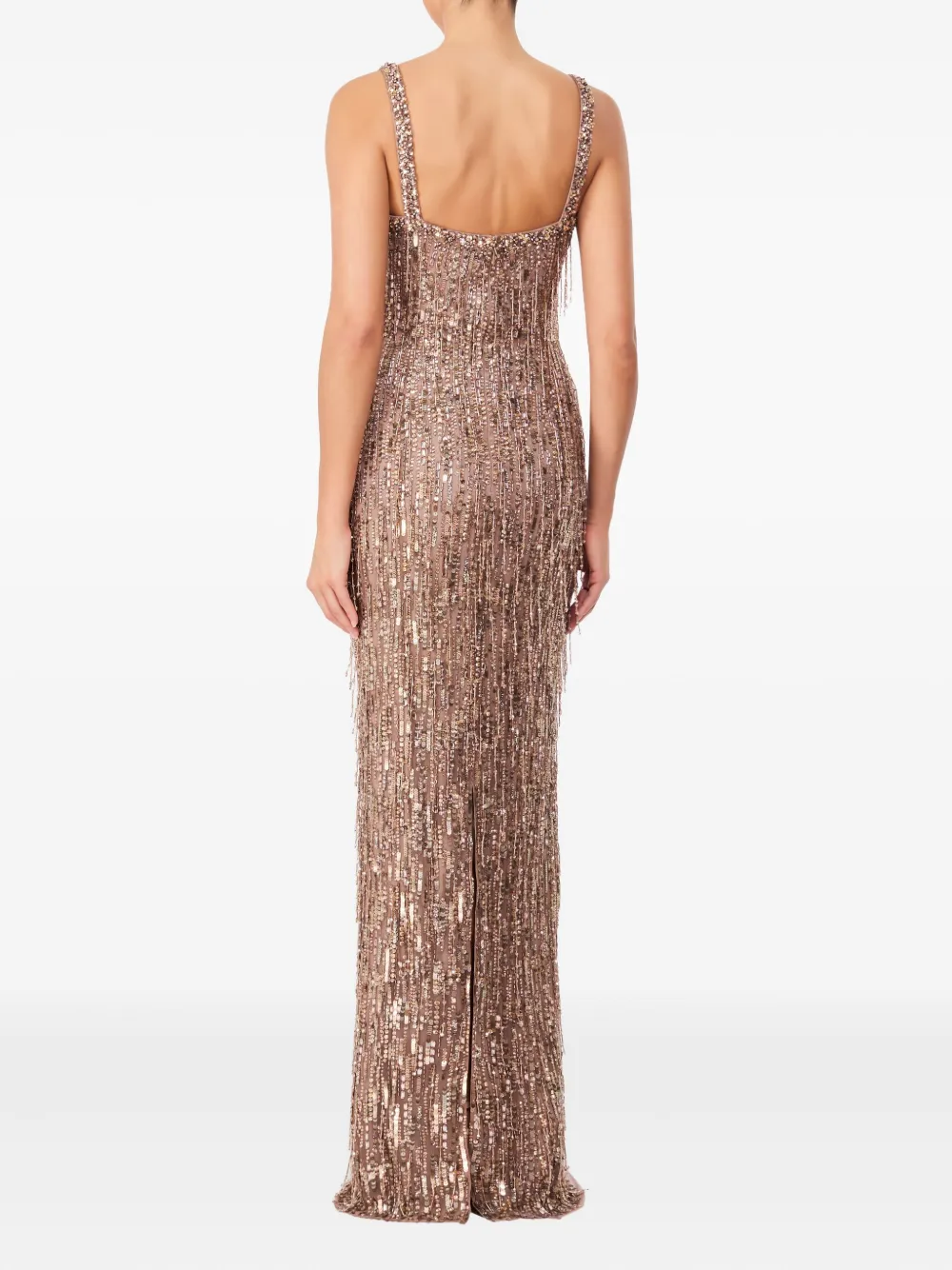 Jenny Packham Maxi-jurk met pailletten en franje Roze
