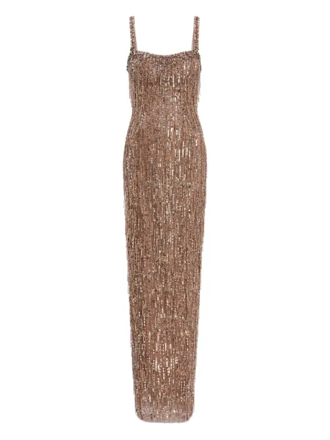 Jenny Packham sequin-embellished fringe-detail maxi dress