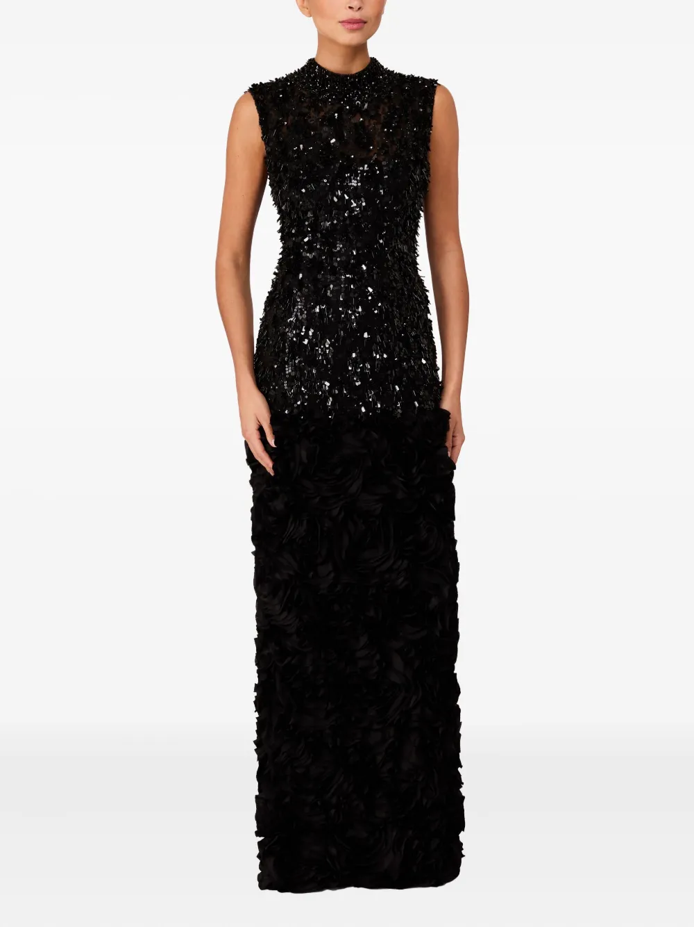 Jenny Packham Maxi-jurk verfraaid met pailletten en ruches Zwart