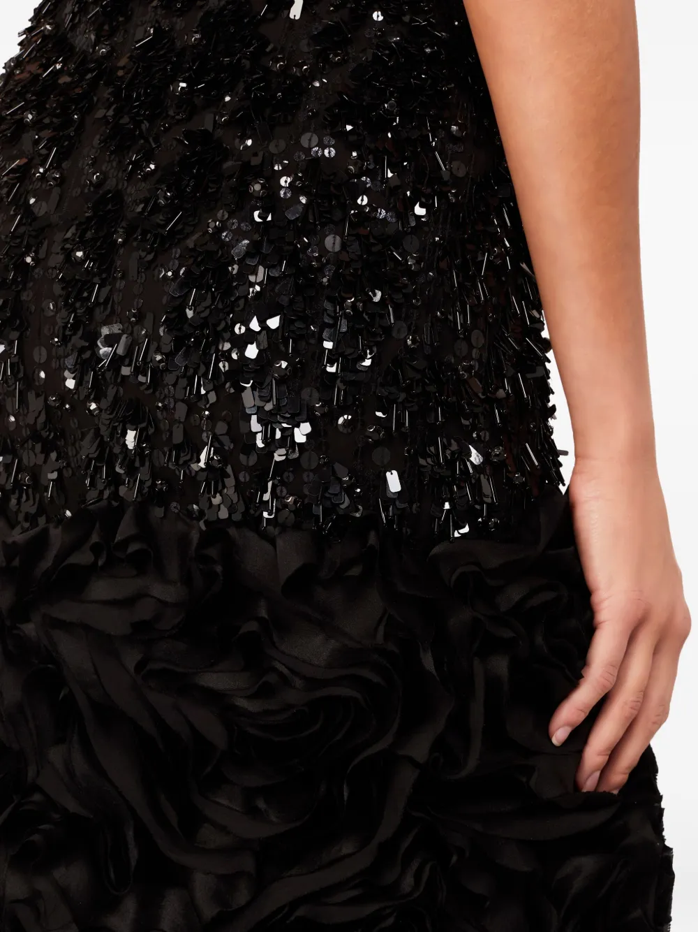 Jenny Packham Maxi-jurk verfraaid met pailletten en ruches Zwart
