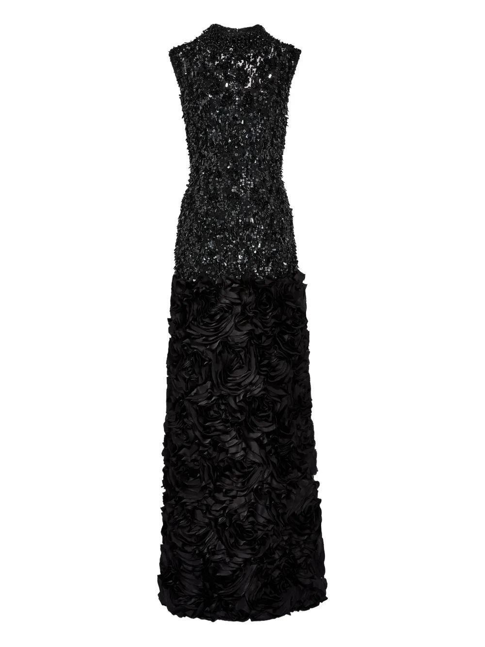 Jenny Packham Sequin-embellishment Ruffle Maxi Dress In Multi