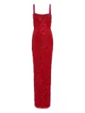 Jenny Packham sequin- embellishments fringe-detail maxi dress - Red