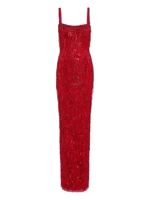 Jenny Packham sequin- embellishments fringe-detail maxi dress