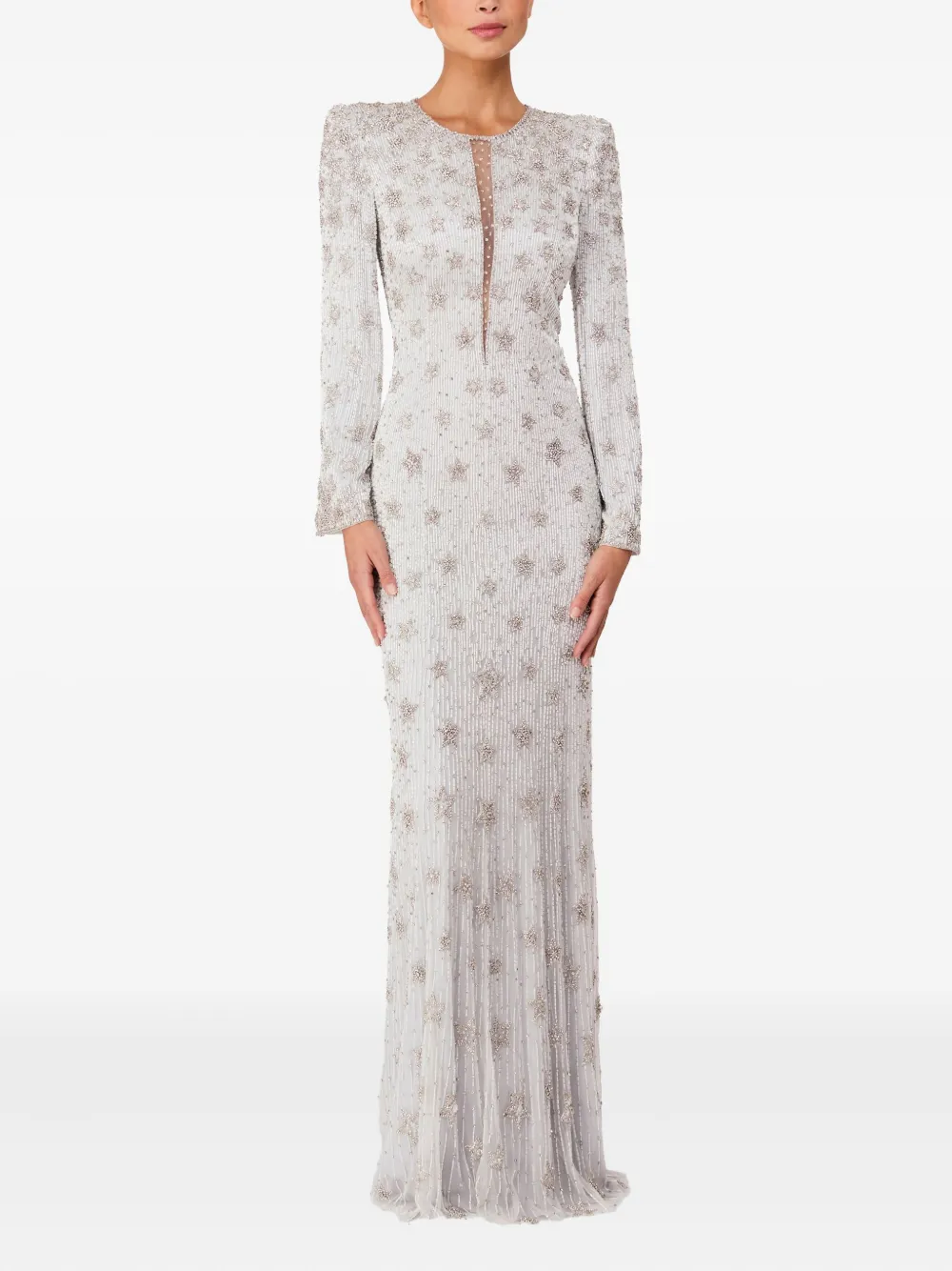 Jenny Packham Maxi-jurk met lange mouwen en ster - Wit
