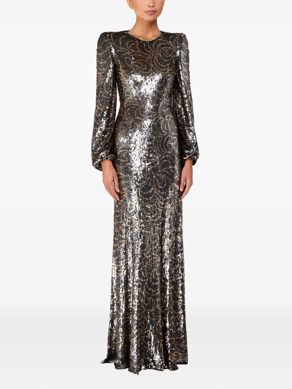 Jenny Packham Paradise jurk verfraaid met pailletten en pofmouwen - Grijs