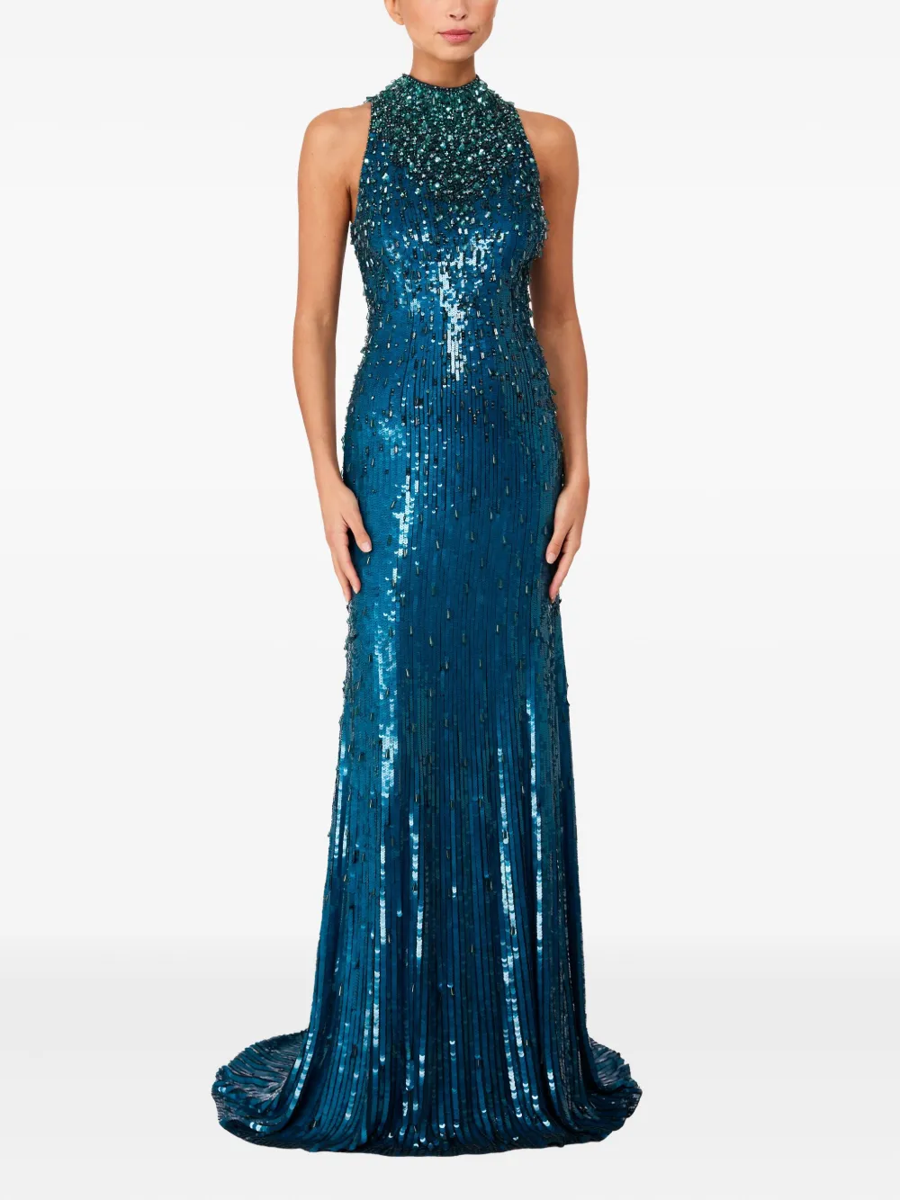 Jenny Packham Maxi-jurk verfraaid met pailletten - Blauw