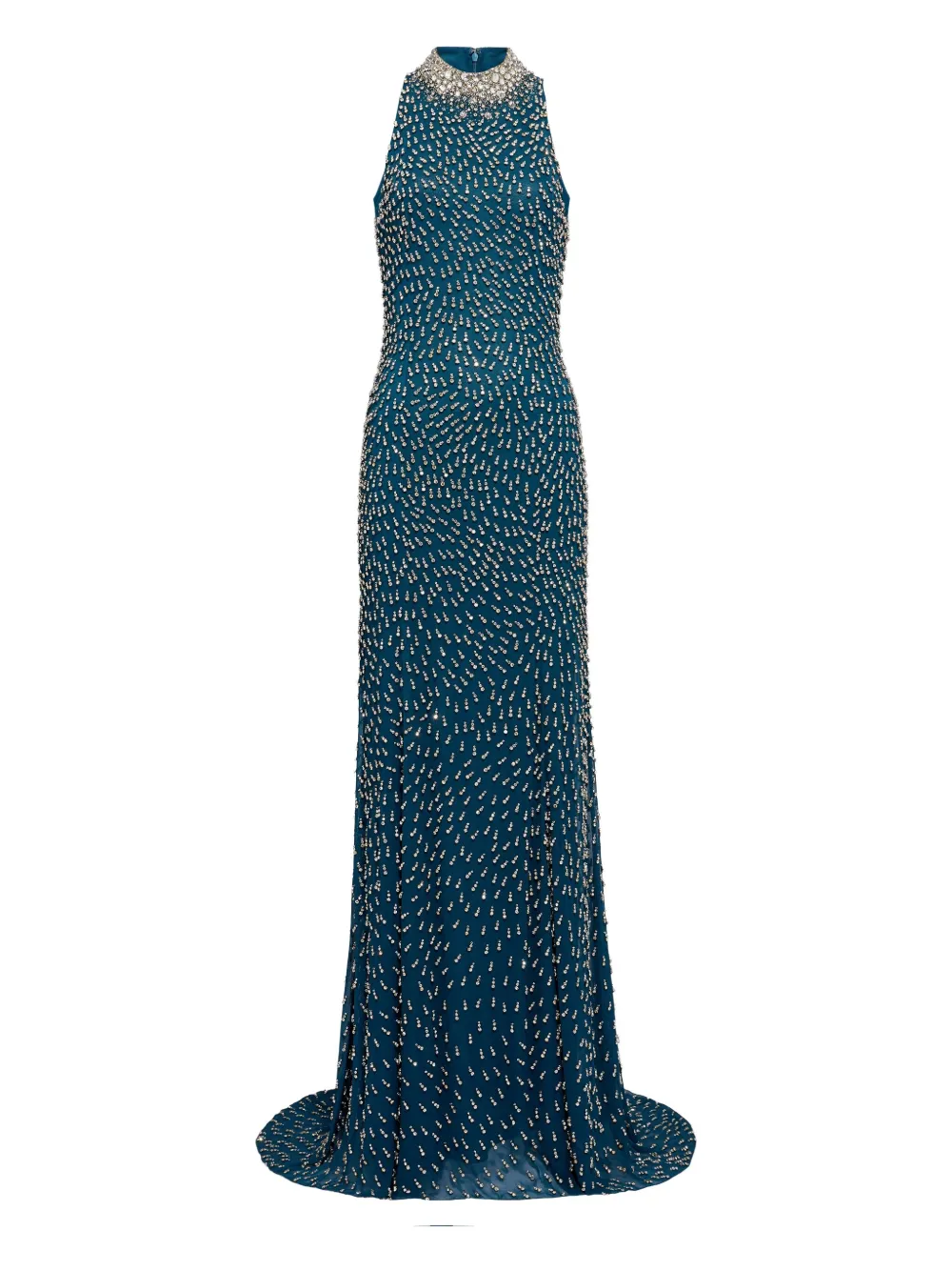 Jenny Packham Abito lungo a collo alto - Blu