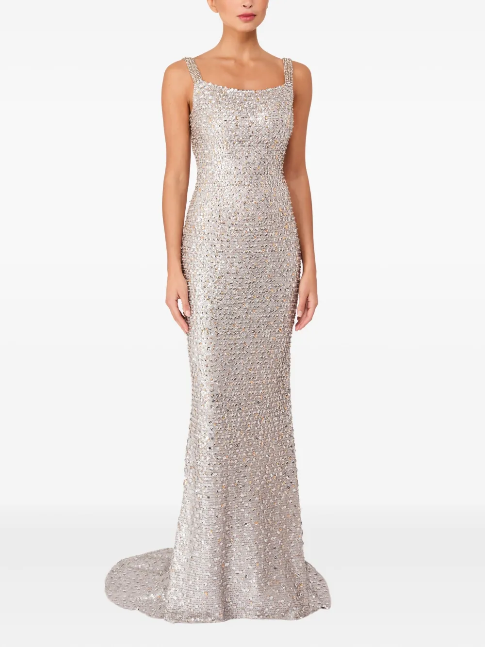 Jenny Packham Maxi-jurk met open achterkant en pailletten - Grijs
