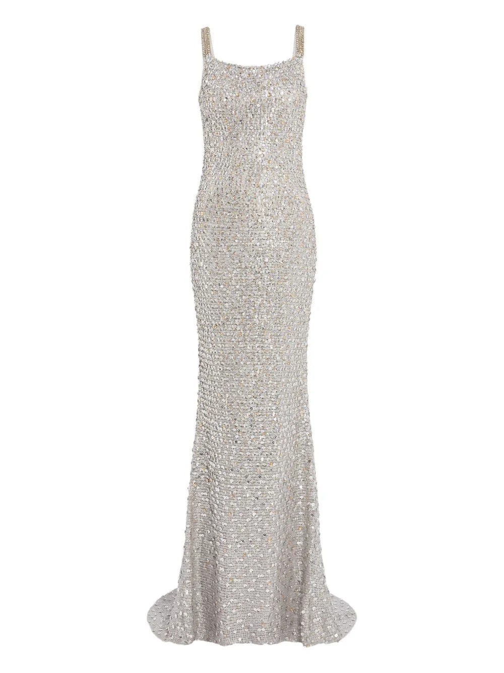 Jenny Packham スパンコール オープンバックマキシドレス - グレー Jenny Packham スパンコール オープンバックマキシドレス - グレー