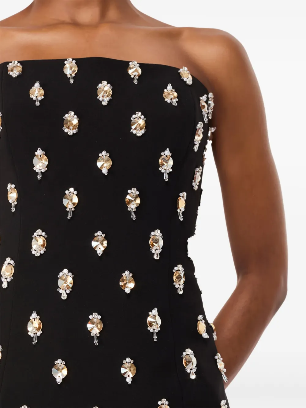 Jenny Packham Verfraaide strapless maxi-jurk Zwart