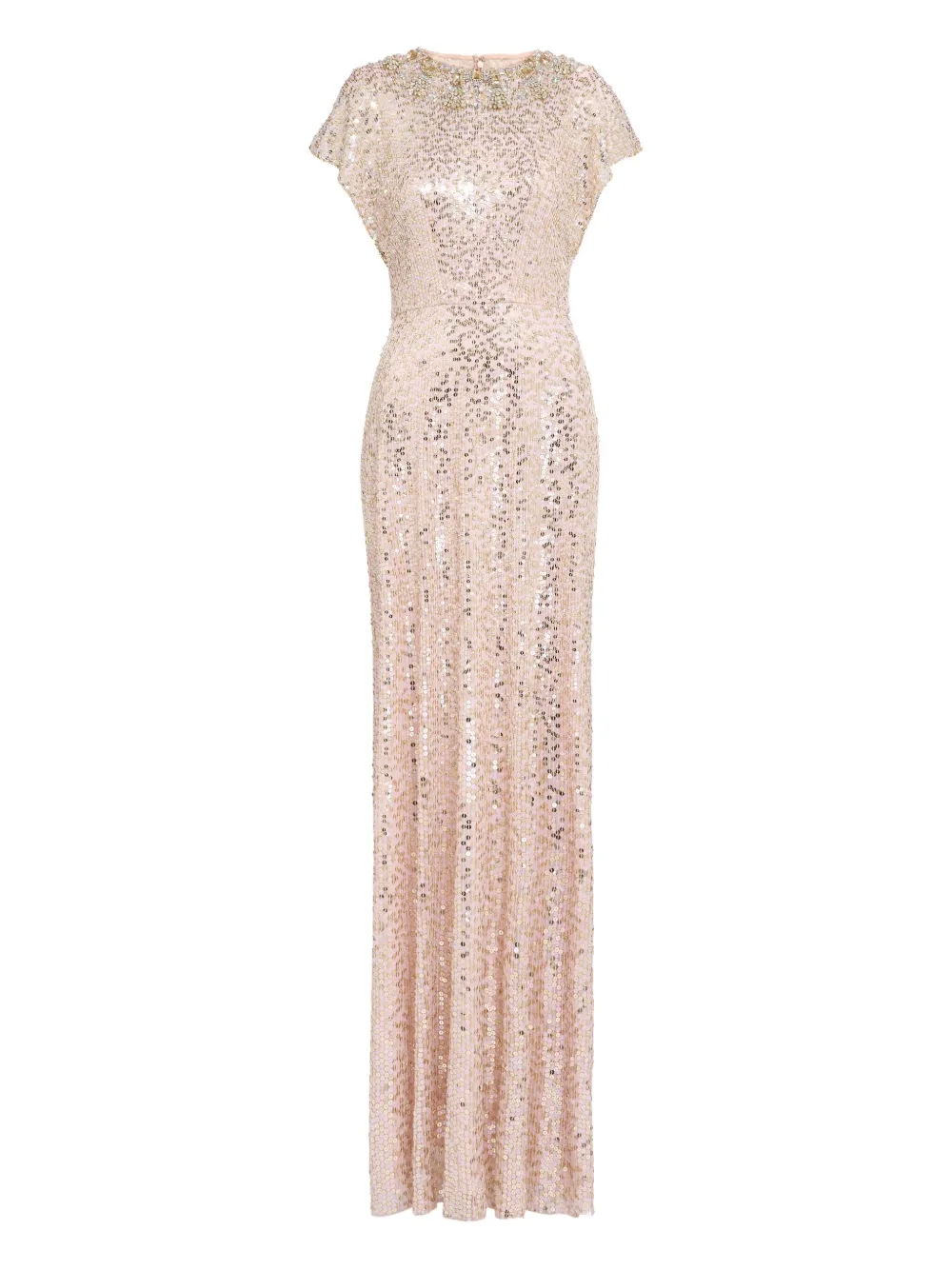 Jenny Packham Sequin-embellished Maxi Dress In Pink