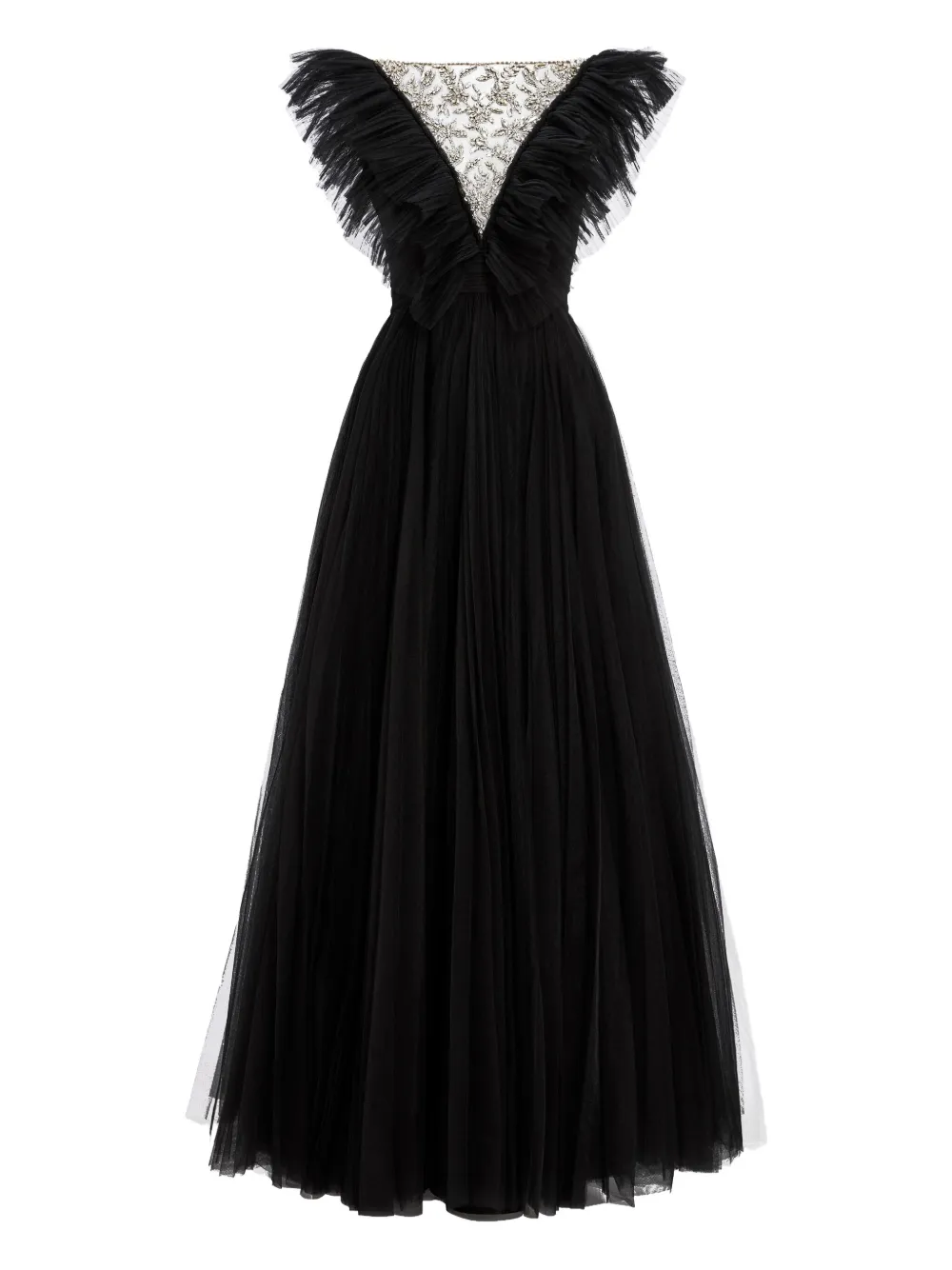 Jenny Packham embellished ruffled-tulle maxi dress | Black | Image 1