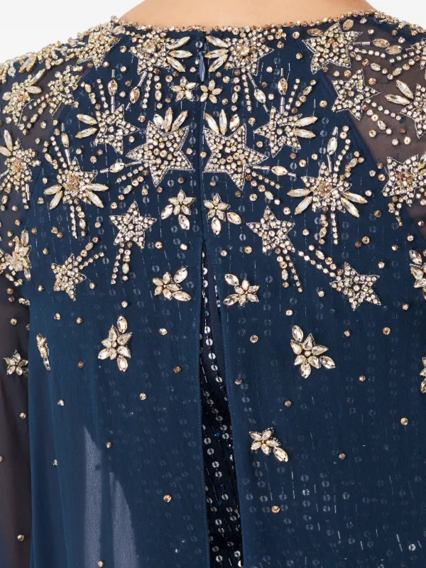 Jenny Packham star-embellished cape-design Maxi Dress | Blue | FARFETCH Jenny Packham star-embellished cape-design Maxi Dress | Blue | FARFETCH