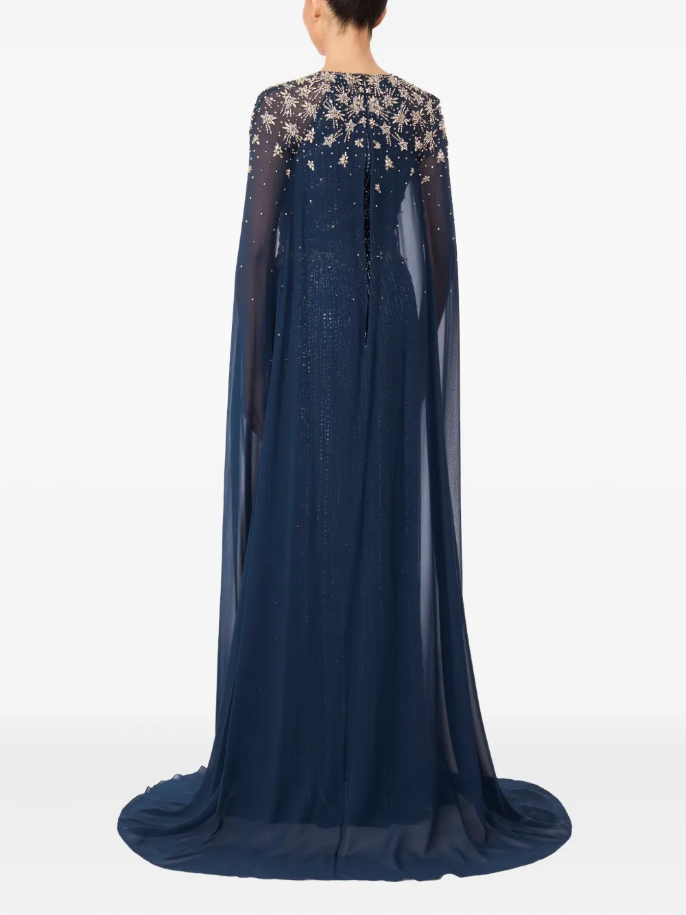 Jenny Packham Maxi-jurk verfraaid met ster en cape Blauw