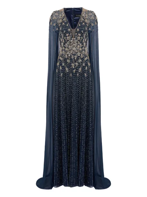 Jenny Packham star-embellished cape-design maxi dress