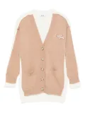 MSGM Kids two-tone logo-embroidered cardigan - Neutrals