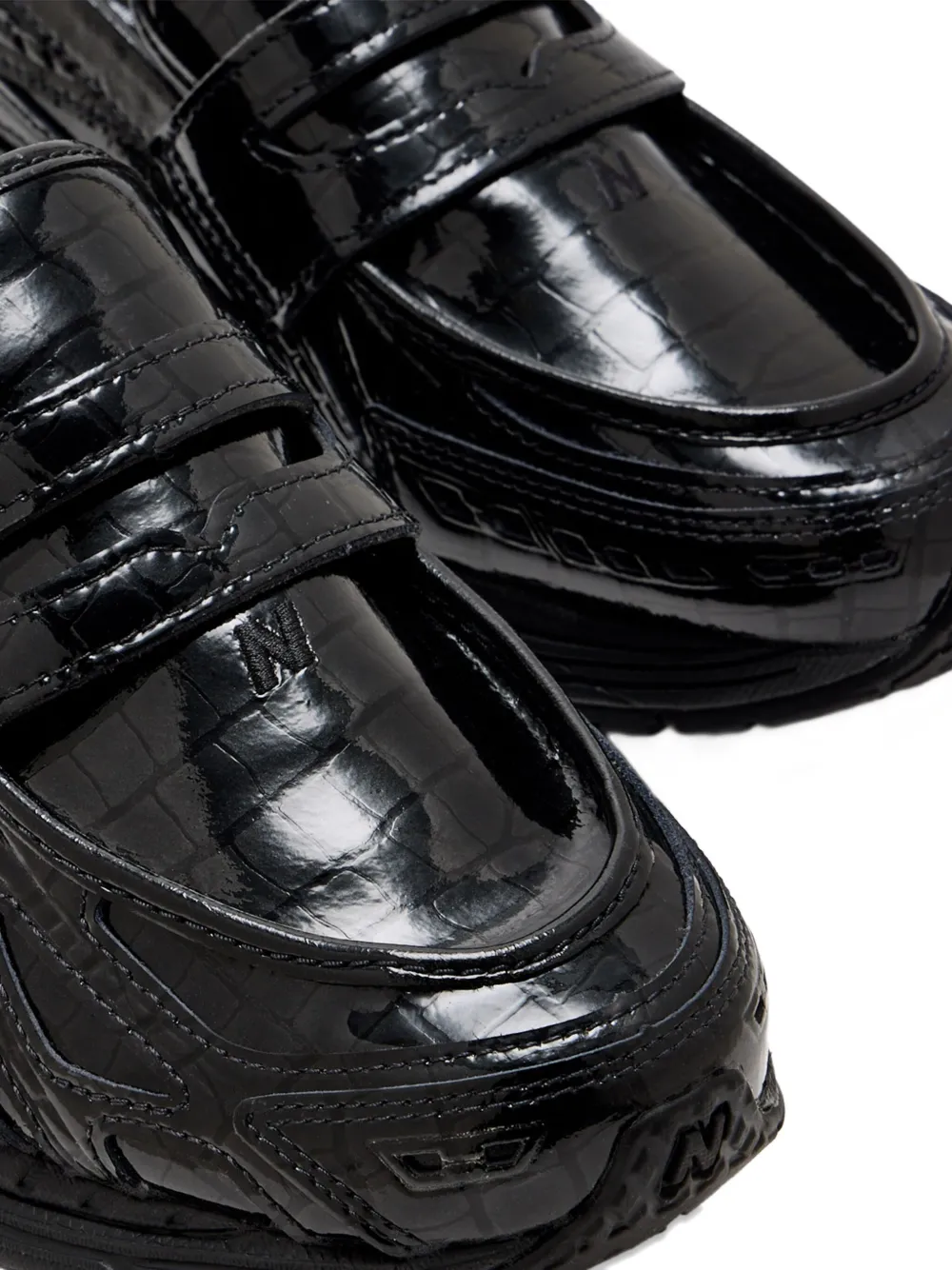 New Balance crocodile-effect slip-on sneakers Black (001)