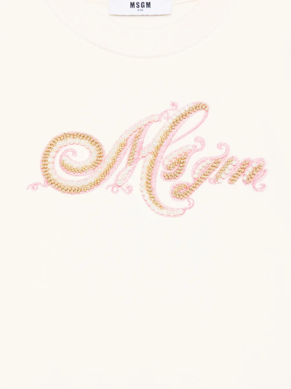 MSGM Kids Sweater verfraaid met parels Beige