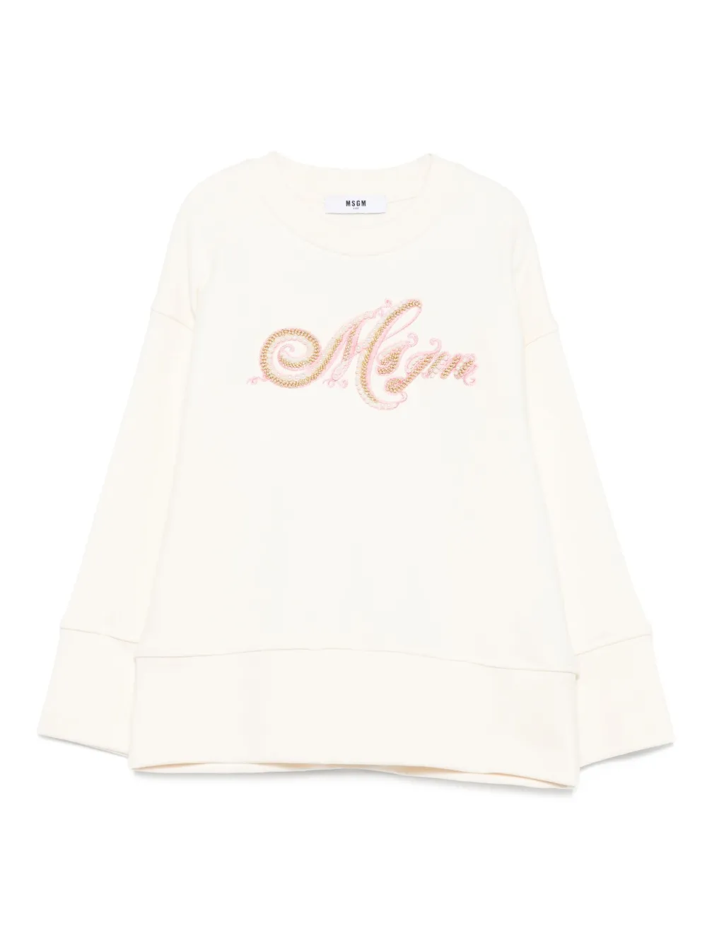 MSGM Kids Sweater verfraaid met parels Beige