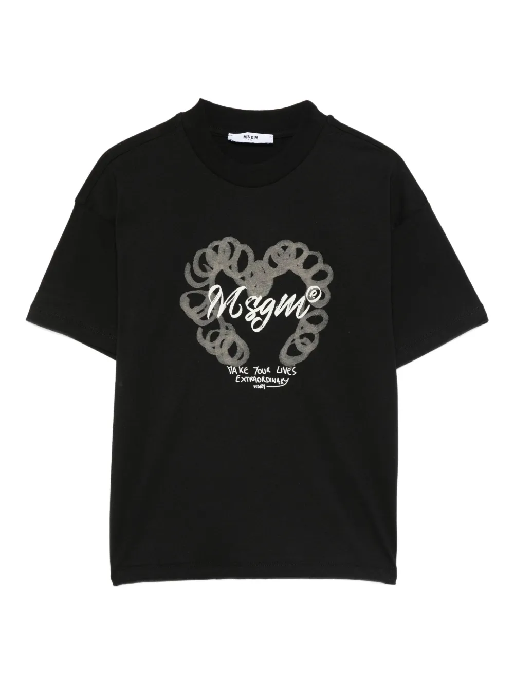 MSGM Kids T-shirt met hartlogo Zwart