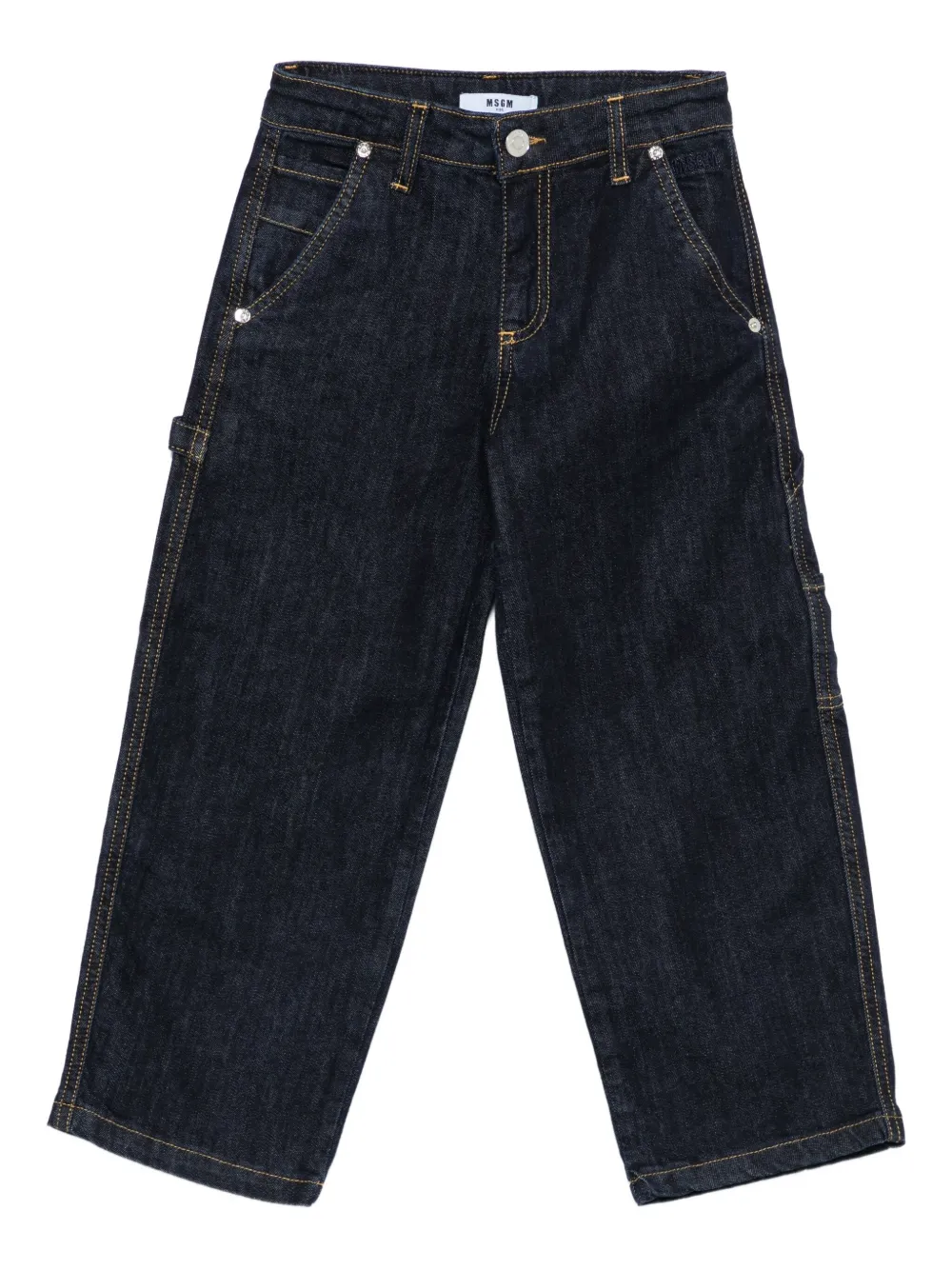 Msgm Kids' Logo-patch Jeans In Black