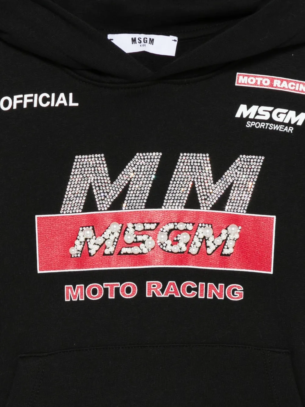 MSGM Kids Hoodie verfraaid met kristallen Zwart