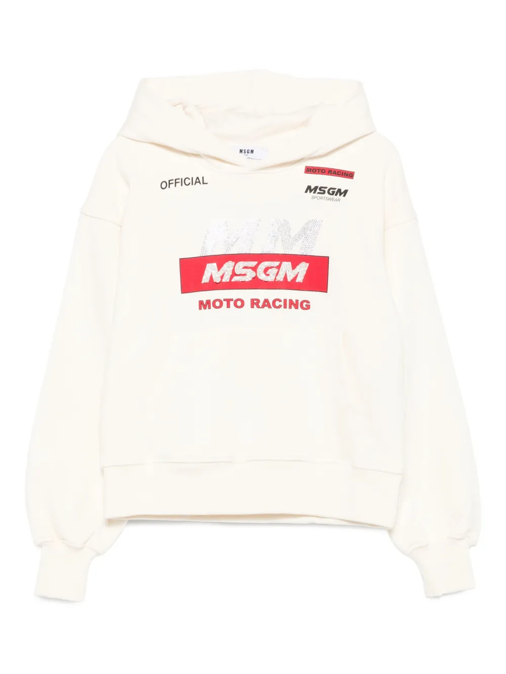 MSGM Kids Hoodie verfraaid met kristallen Beige