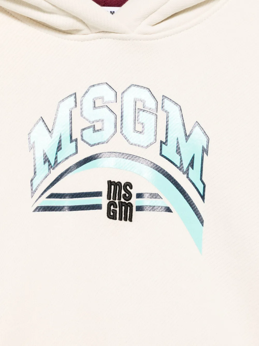 Msgm Logo-print Colour-block Hoodie In White