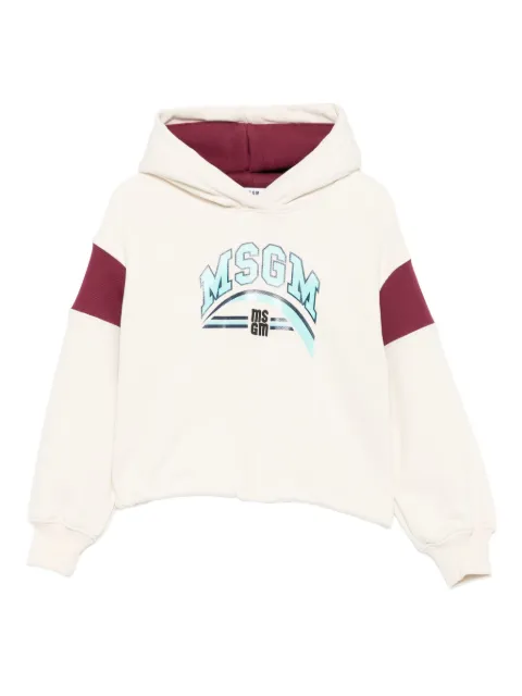 MSGM Kids logo-print colour-block hoodie